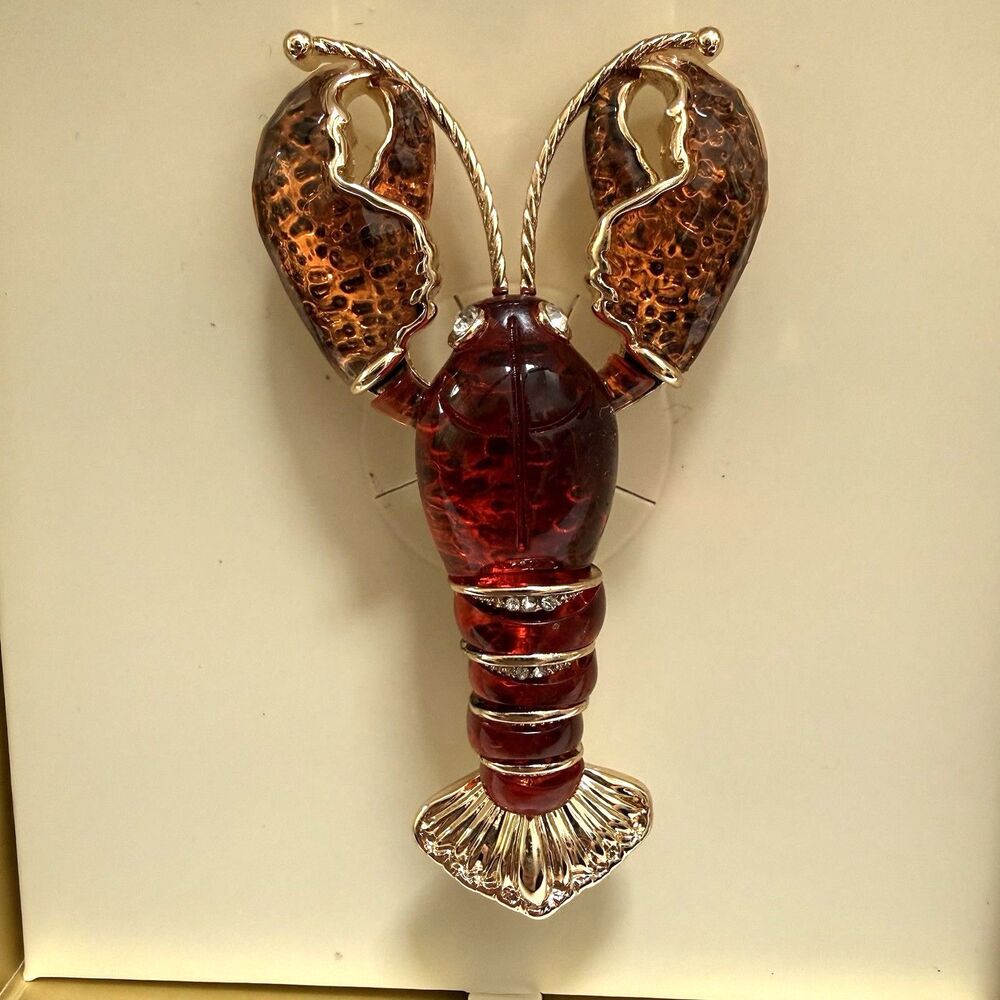 Napier LOBSTER Brooch Pin Jelly Belly Lucite Plastic Ocean Sea Life New In Box